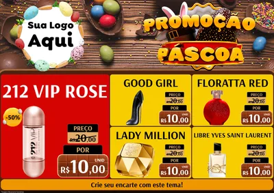 Modelo de Encarte para Encarte A4 Horizontal com o tema Promoção Páscoa para Perfumes