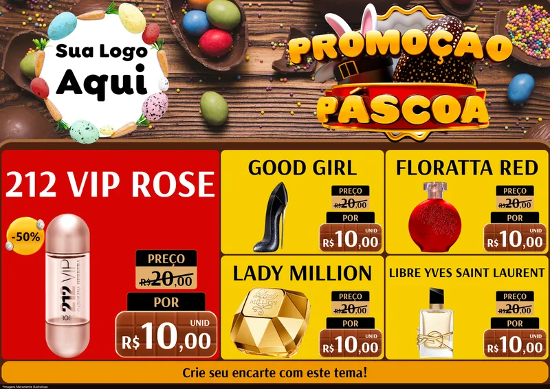 Modelo de Encarte para Encarte A4 Horizontal com o tema Promoção Páscoa para Perfumes