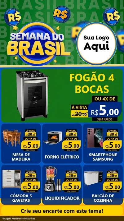 Modelo de Rede Social para Stories com o tema Semana Do Brasil para Móveis e Eletro