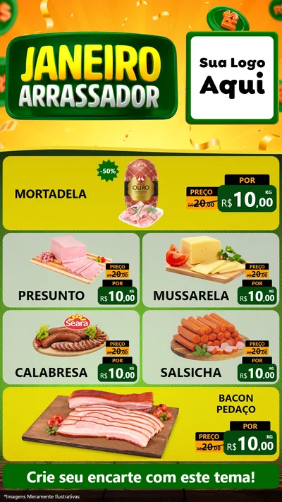 Modelo de TV para TV Vertical com o tema Janeiro Arrasador para Frios e Laticínios