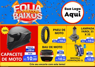 Modelo de Encarte para Encarte A4 Horizontal com o tema Folia de Preços Baixos para Moto peças