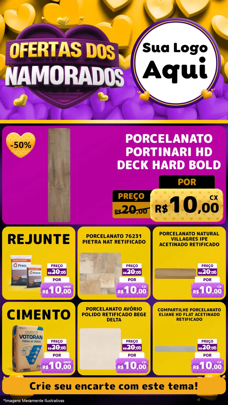 Modelo de Rede Social para Stories com o tema Oferta Dos Namorados para Pisos e revestimentos