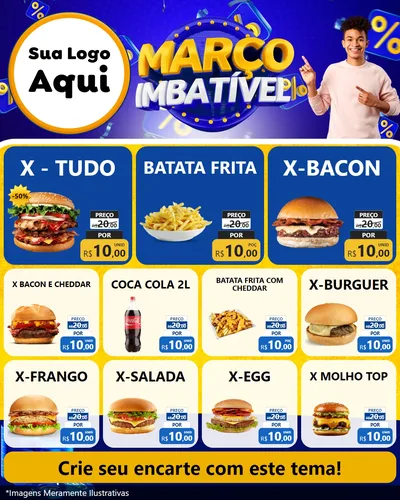 Modelo de Rede Social para Feed Instagram com o tema Março Imbatível para Hamburgueria
