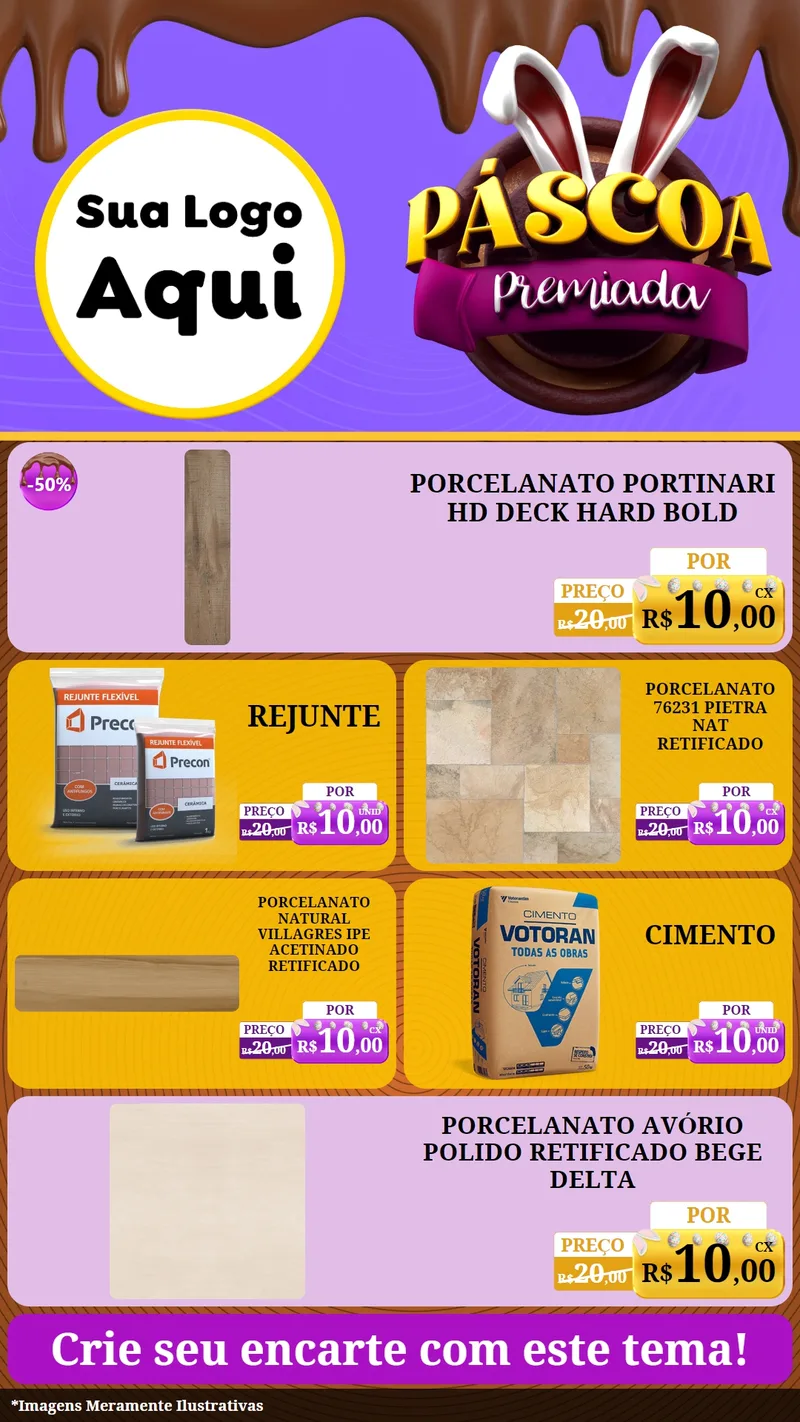 Modelo de TV para TV Vertical com o tema Páscoa Premiada para Pisos e revestimentos