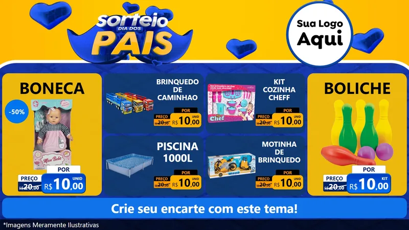 Modelo de TV para TV Horizontal com o tema Sorteio Dia dos Pais para Brinquedos