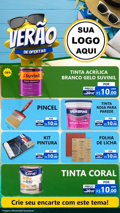 Modelo de TV para TV Vertical com o tema Verão de Ofertas para Tintas e Ferramentas