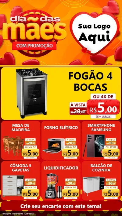 Modelo de Rede Social para Stories com o tema Dia das Mães com Promoção para Móveis e Eletro