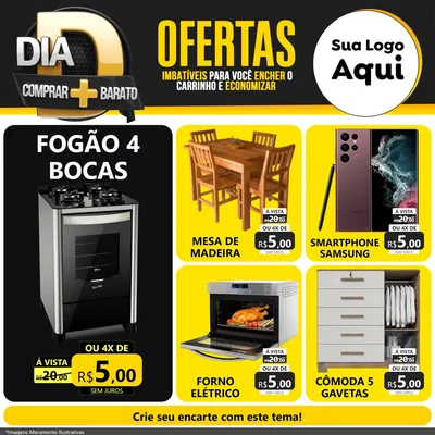 Modelo de Rede Social para Feed Facebook com o tema Dia D Mais Economia para Móveis e Eletro