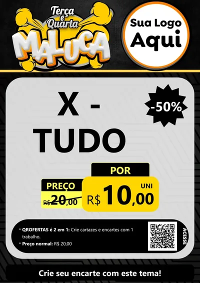 Modelo de Cartaz para Cartaz A4 Vertical com o tema Terça e Quarta Maluca para Hamburgueria