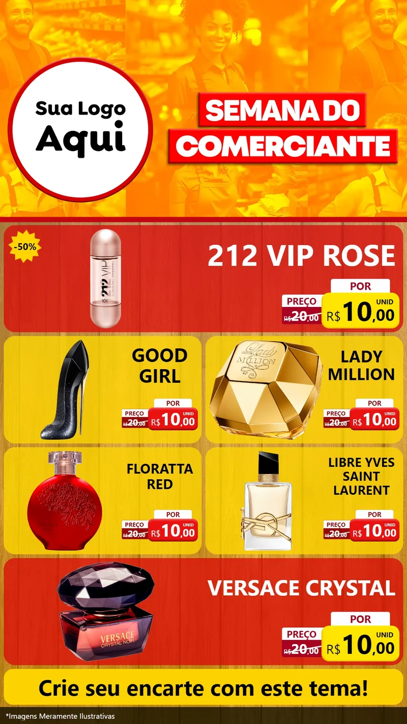 Modelo de TV para TV Vertical com o tema Semana do Comerciante para Perfumes