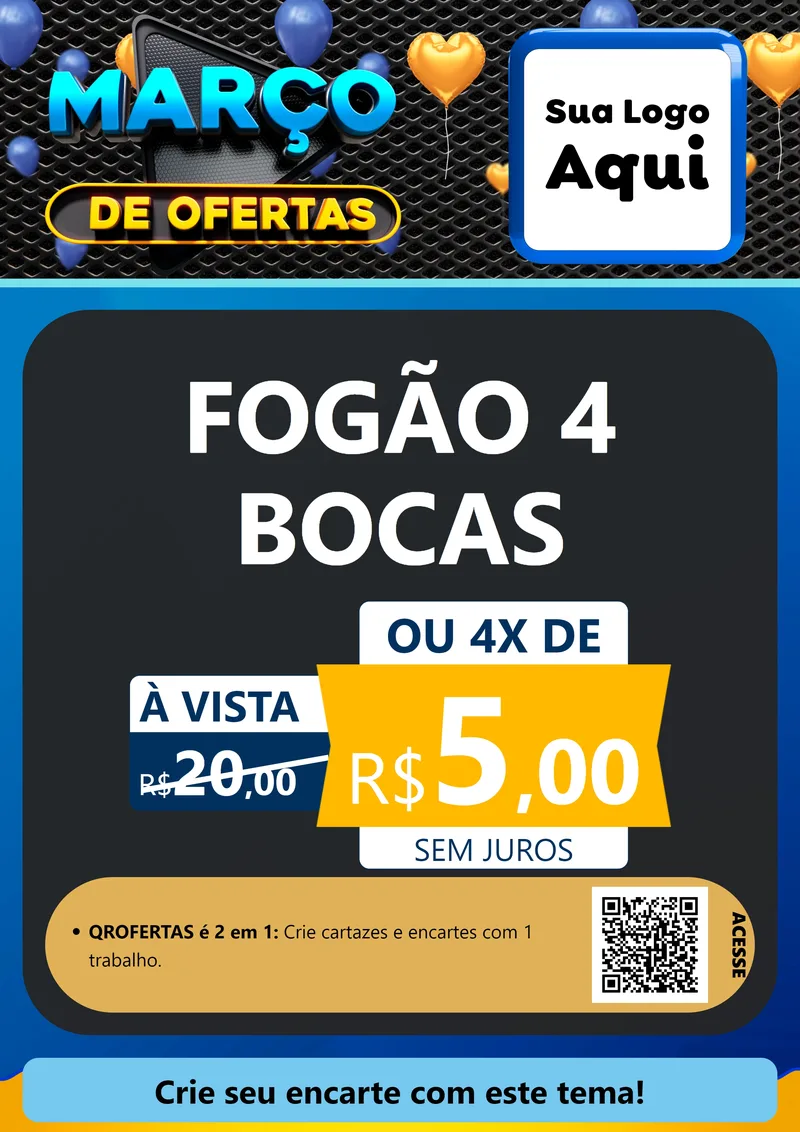 Modelo de Cartaz para Cartaz A4 Vertical com o tema Março de Ofertas para Móveis e Eletro