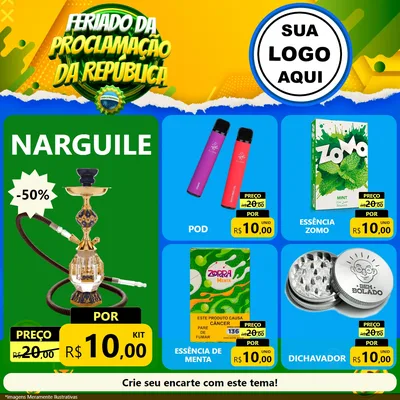 Modelo de Rede Social para Feed Facebook com o tema Feriado da Proclamação da República para Tabacaria