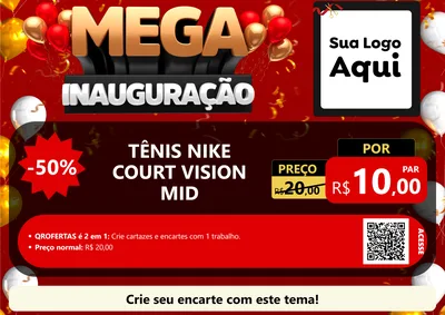 Modelo de Cartaz para Cartaz A4 Horizontal com o tema Mega Inauguração para Calçados