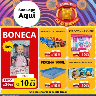 Modelo de Rede Social para Feed Facebook com o tema Quarta da Economia para Brinquedos