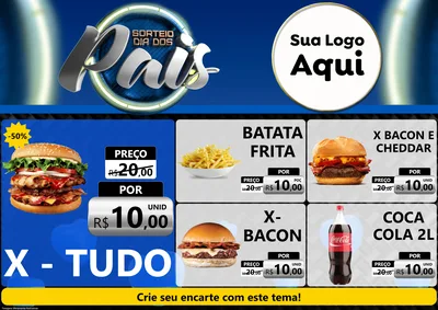 Modelo de Encarte para Encarte A4 Horizontal com o tema Sorteio Dia Dos Pais para Hamburgueria