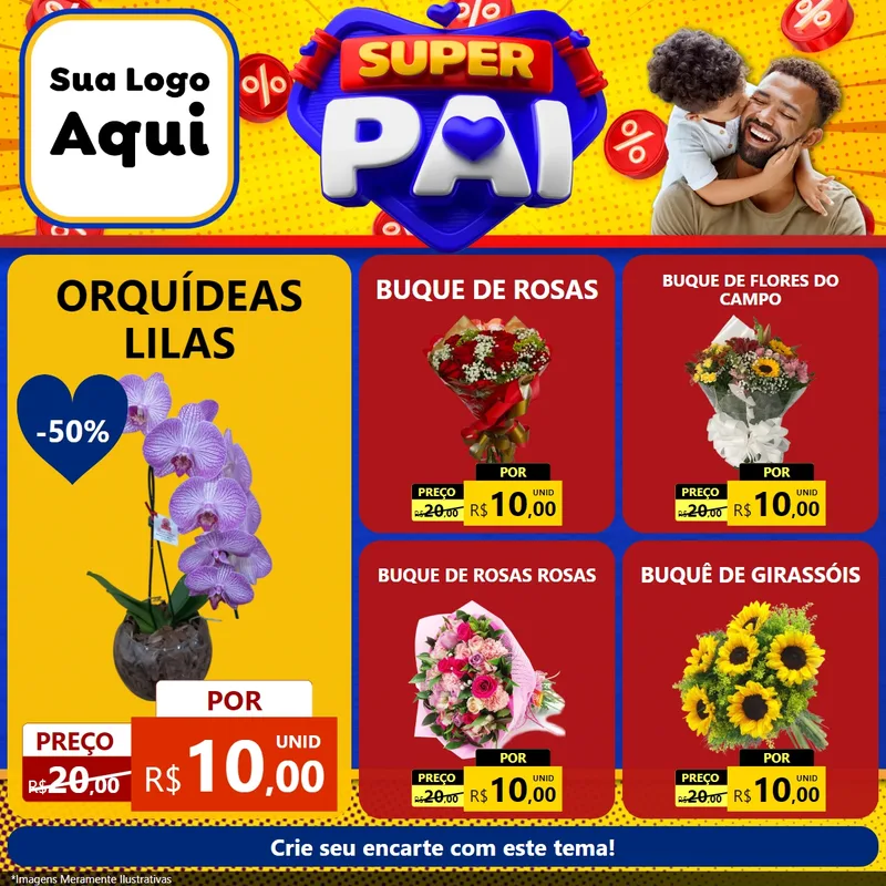 Modelo de Rede Social para Feed Facebook com o tema Super Pai para Floricultura e jardim