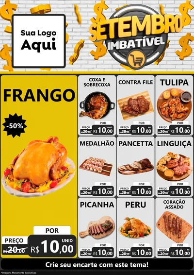 Modelo de Encarte para Encarte A4 Vertical com o tema Setembro Imbatível para Assados