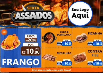 Modelo de Encarte para Encarte A4 Horizontal com o tema Sexta dos Assados para Assados