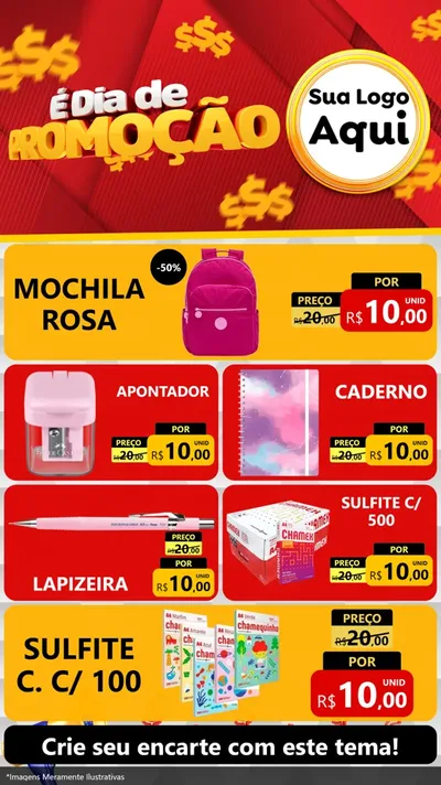 Modelo de TV para TV Vertical com o tema É Dia De Promoção para Papelaria