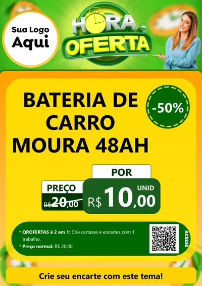 Modelo de Cartaz para Cartaz A4 Vertical com o tema Hora da Oferta para Baterias Elétricas