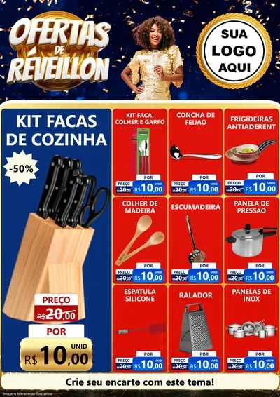 Modelo de Encarte para Encarte A4 Vertical com o tema Ofertas de Réveillon para Utilidades Domésticas
