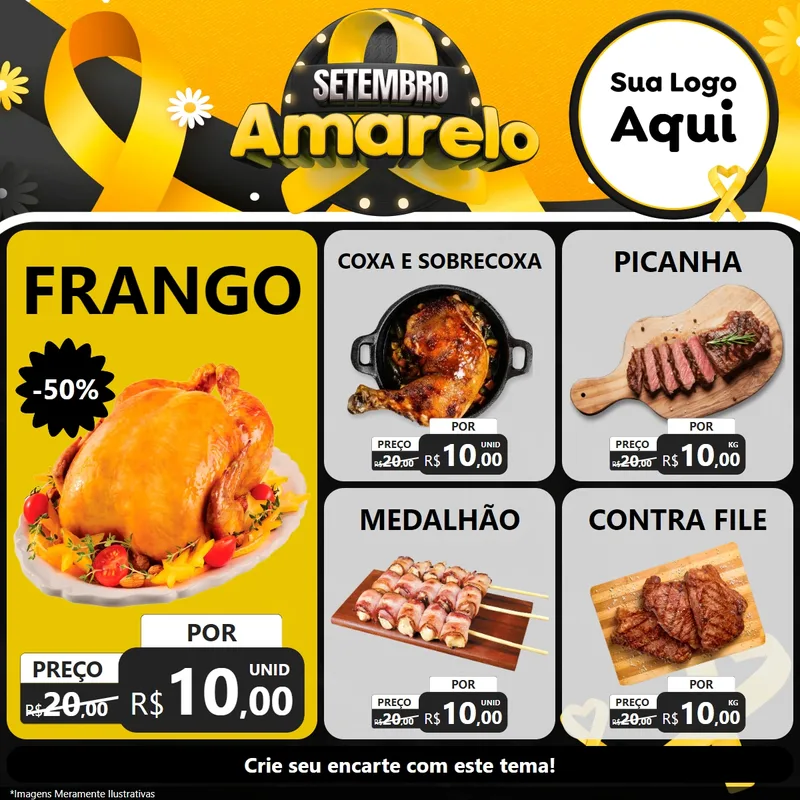Modelo de Rede Social para Feed Facebook com o tema Setembro Amarelo para Assados