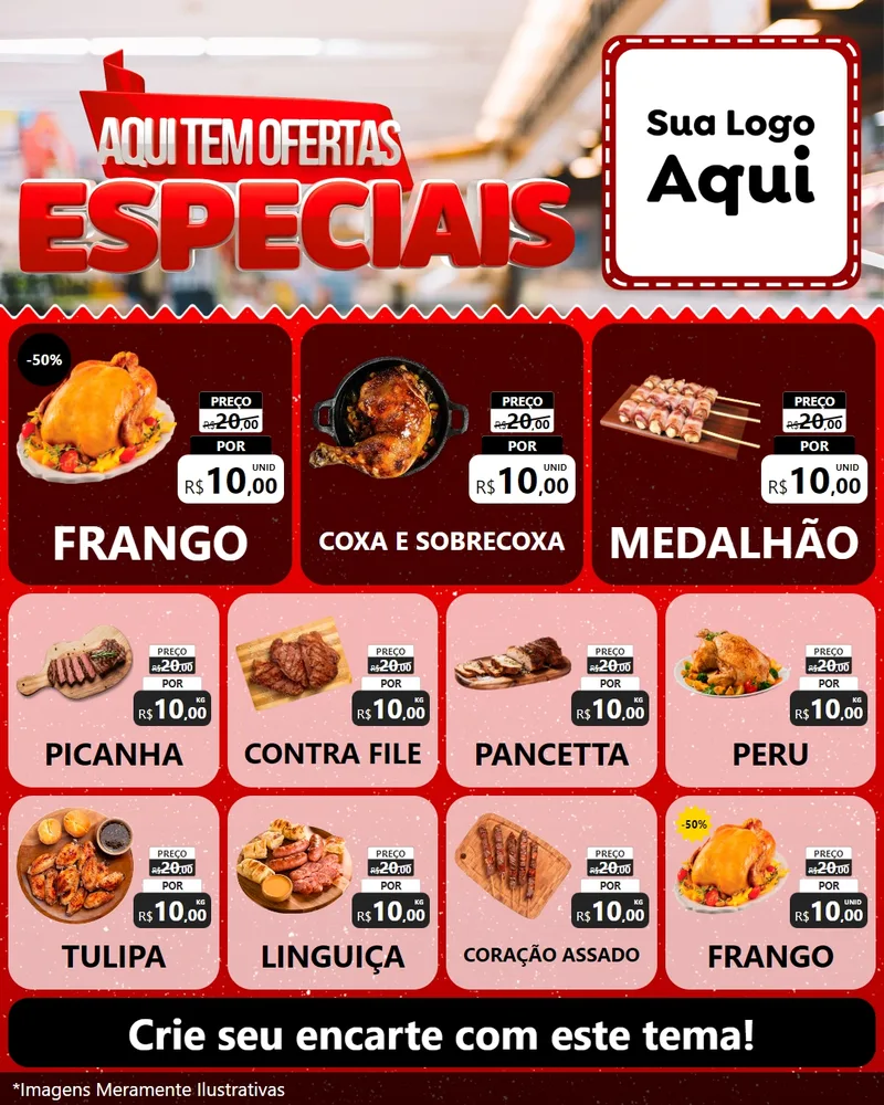 Modelo de Rede Social para Feed Instagram com o tema Aqui Tem Ofertas Especiais para Assados