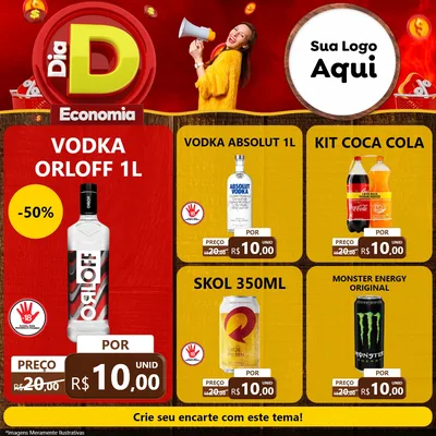 Modelo de Rede Social para Feed Facebook com o tema Dia D Economia para Distribuidora de bebidas