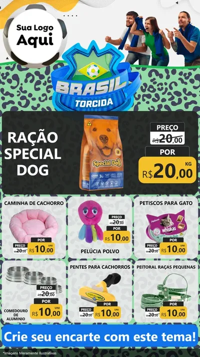 Modelo de Rede Social para Stories com o tema Brasil Torcida - Copa para Pet Shop