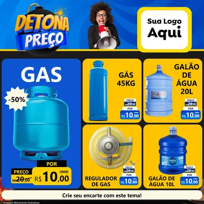 Modelo de Rede Social para Feed Facebook com o tema Detona Preços para Água e gás