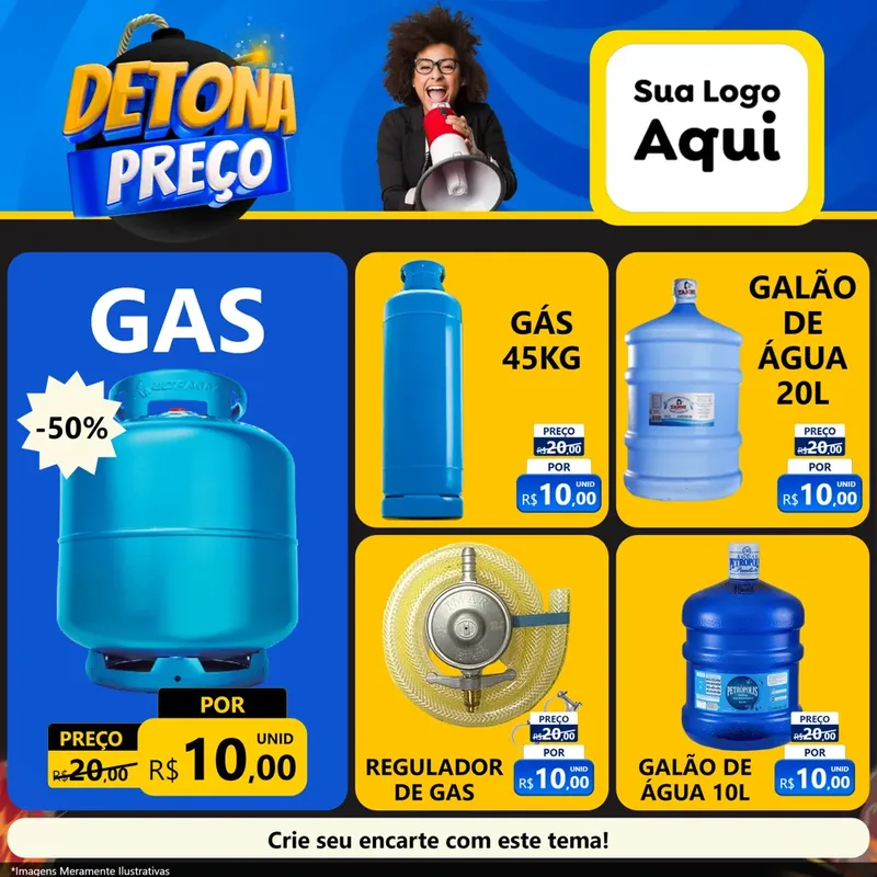 Modelo de Rede Social para Feed Facebook com o tema Detona Preços para Água e gás