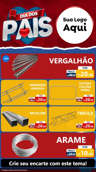 Modelo de TV para TV Vertical com o tema Dia dos Pais para Ferragens