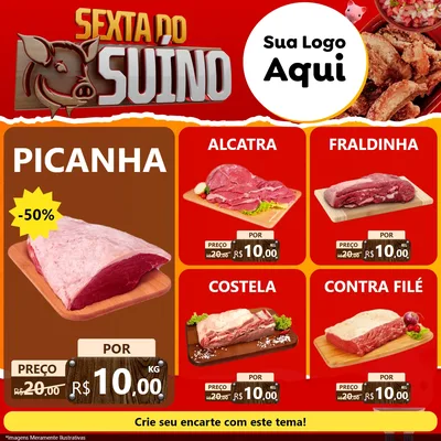 Modelo de Rede Social para Feed Facebook com o tema Sexta do Suíno para Açougue