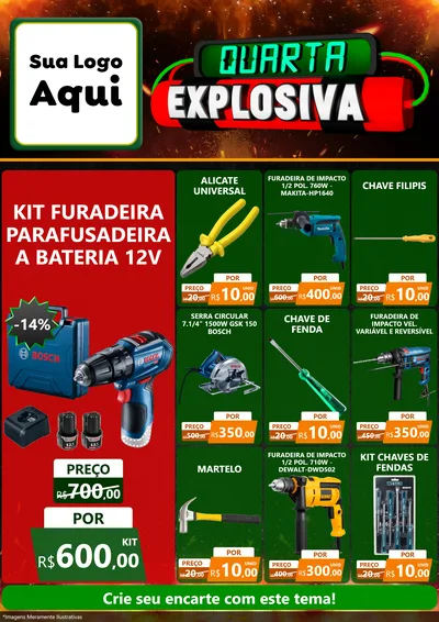 Modelo de Encarte para Encarte A4 Vertical com o tema Quarta Explosiva para Maquinas e Ferramentas