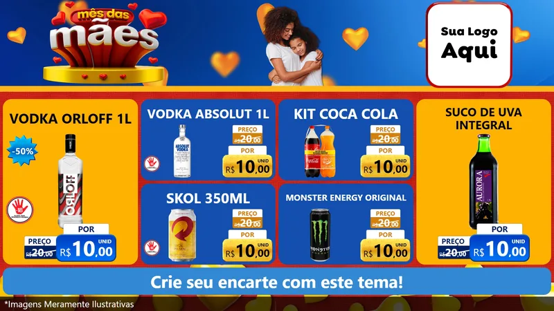 Modelo de TV para TV Horizontal com o tema Mês das Mães para Distribuidora de bebidas