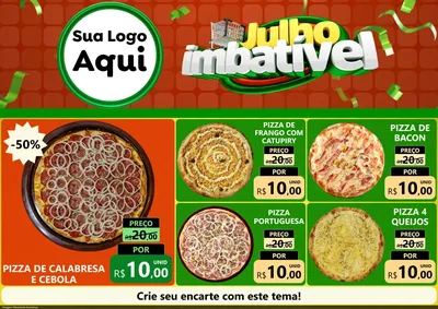 Modelo de Encarte para Encarte A4 Horizontal com o tema Julho Imbatível para Pizzaria