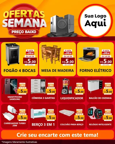 Modelo de Rede Social para Feed Instagram com o tema Ofertas Da Semana - Preço Baixo para Móveis e Eletro
