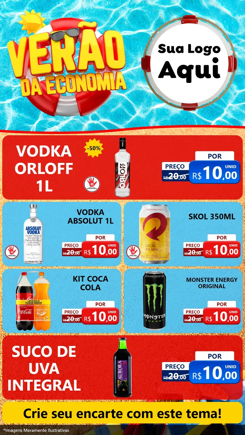 Modelo de TV para TV Vertical com o tema Verão da Economia para Distribuidora de bebidas