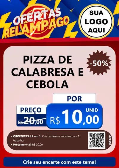 Modelo de Cartaz para Cartaz A4 Vertical com o tema Ofertas Relâmpago para Pizzaria