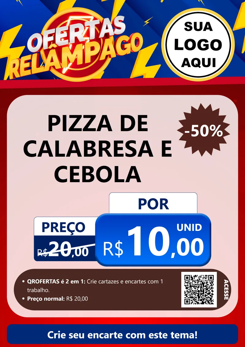 Modelo de Cartaz para Cartaz A4 Vertical com o tema Ofertas Relâmpago para Pizzaria