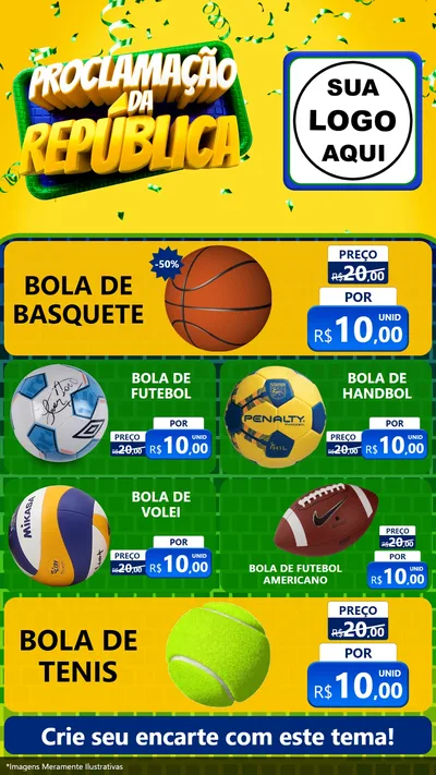 Modelo de TV para TV Vertical com o tema Proclamação da República para Artigos Esportivos