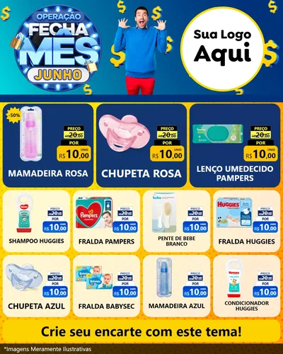 Modelo de Rede Social para Feed Instagram com o tema Operação Fecha Mês, Junho para Bebês