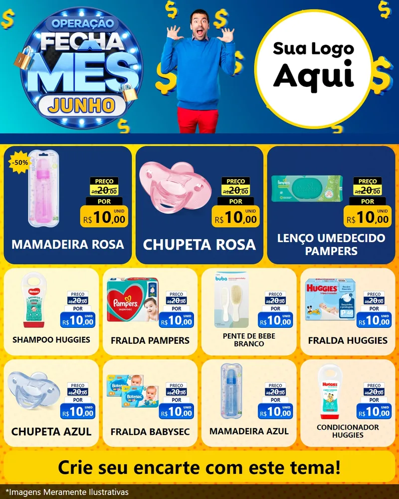 Modelo de Rede Social para Feed Instagram com o tema Operação Fecha Mês, Junho para Bebês