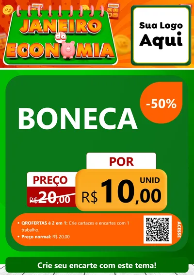 Modelo de Cartaz para Cartaz A4 Vertical com o tema Janeiro da Economia para Brinquedos