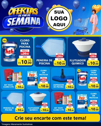 Modelo de Rede Social para Feed Instagram com o tema Ofertas de Fim de Semana para Produtos para Piscina