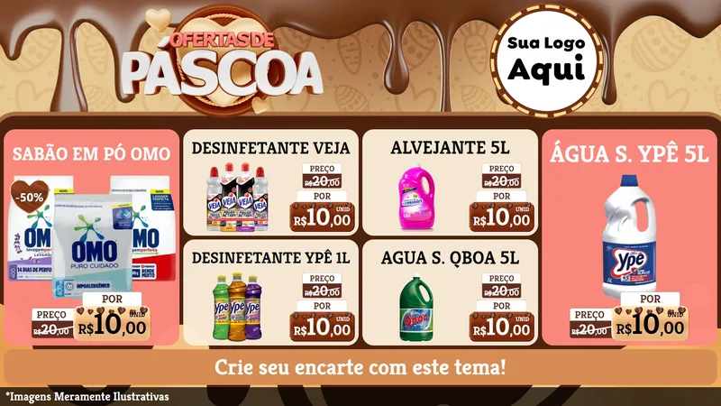 Modelo de TV para TV Horizontal com o tema Ofertas de Páscoa para Produtos de Limpeza
