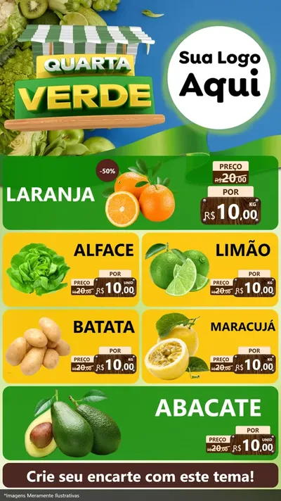 Modelo de TV para TV Vertical com o tema Quarta Verde para Hortifrúti
