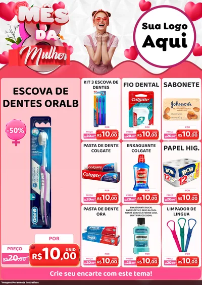 Modelo de Encarte para Encarte A4 Vertical com o tema Mês da Mulher para Higiene Pessoal