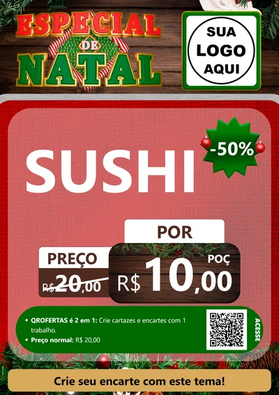 Modelo de Cartaz para Cartaz A4 Vertical com o tema Especial de Natal para Comida japonesa