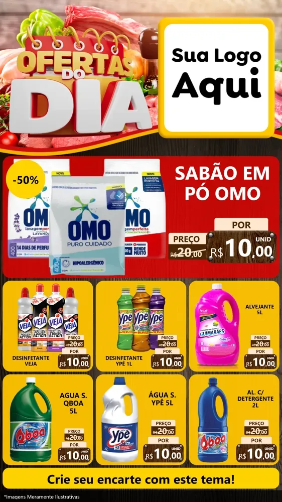 Modelo de Rede Social para Stories com o tema Ofertas do Dia para Produtos de Limpeza